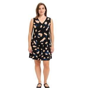 Renee C Abstract Brushstroke Print Stretch Shift Dress - Size Large